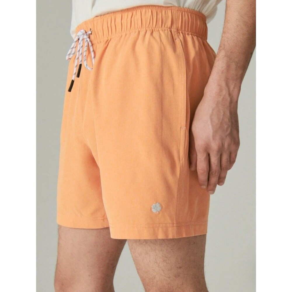 Lucky Brand Men's Swim Trunks Orange Drawstring Elastic Waist Medium NWOT Y-2366